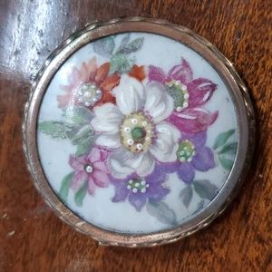 Viny Limoges porcelain floral brooch